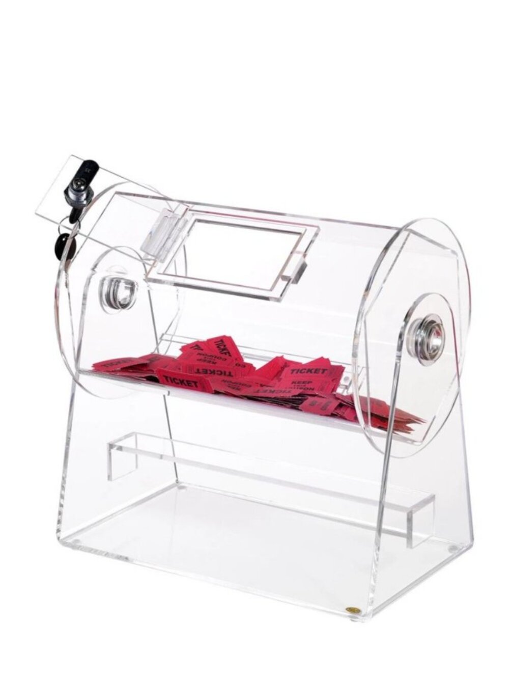 Acrylic Raffle Drum Spin Cage With 2 Keys